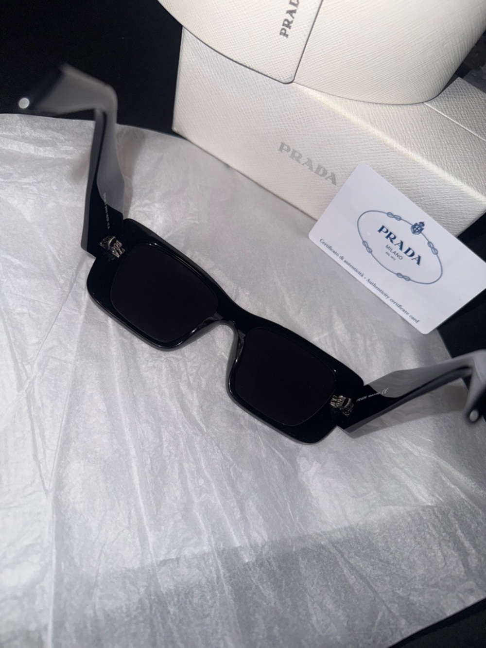 Prada Butterfly Rectangular Sunglasses with Dark Lenses - Picture 8 of 9